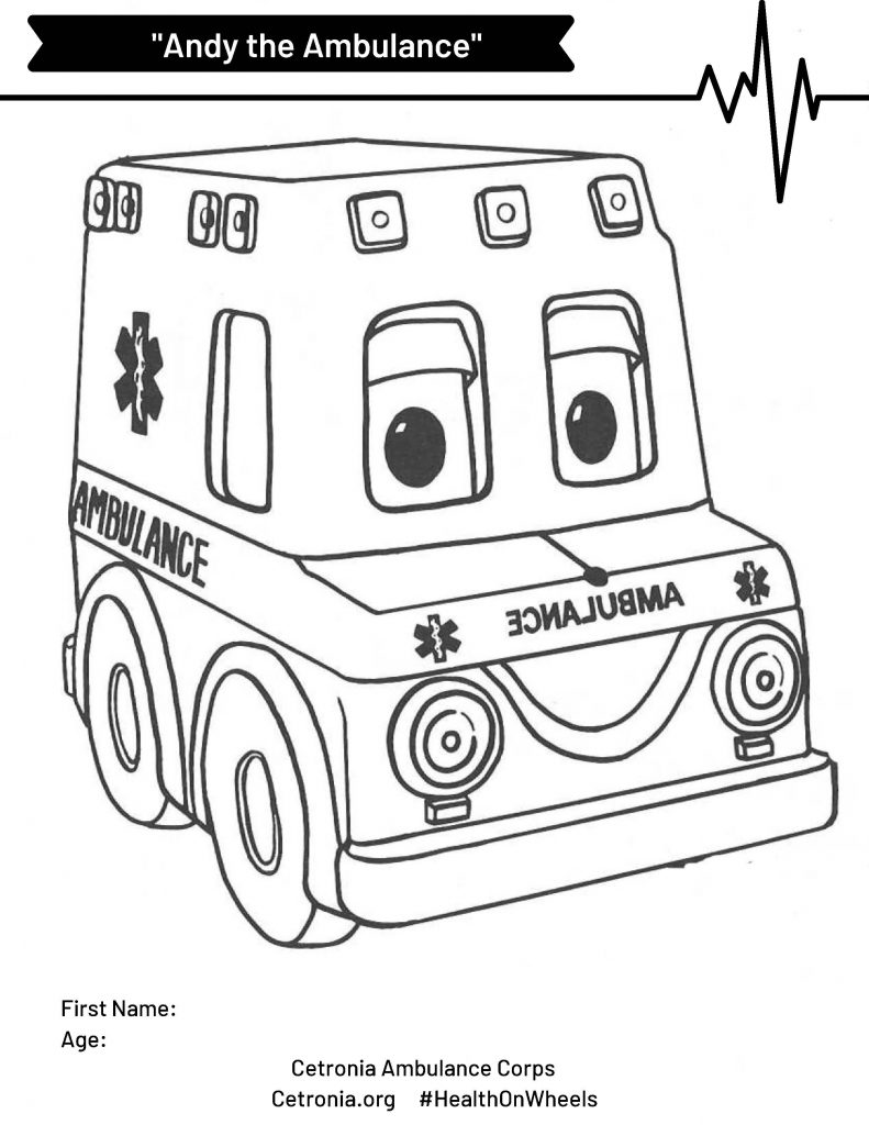 Andy the Ambulance Coloring Page