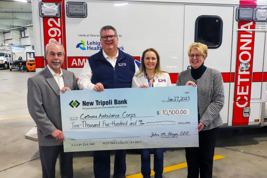 New Tripoli Bank donates 10,500 to Cetronia Ambulance Corps
